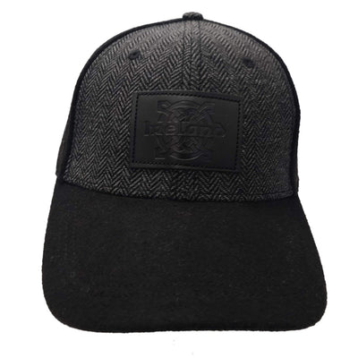 Black Ireland Tweed Suede Peak Baseball Cap