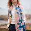 Claddagh Knit Scarf in Blue & Salmon