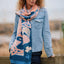 Claddagh Knit Scarf in Blue & Salmon