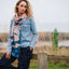 Claddagh Knit Scarf in Blue & Salmon