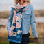 Claddagh Knit Scarf in Blue & Salmon