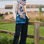 Claddagh Knit Scarf in Blue & Salmon