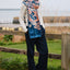 Claddagh Knit Scarf in Blue & Salmon