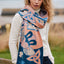 Claddagh Knit Scarf in Blue & Salmon