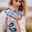 Claddagh Knit Scarf in Blue & Salmon