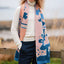 Claddagh Knit Scarf in Blue & Salmon