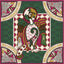 Book of Kells Bird Celtic Square Scarf in Pink & Bottle Green