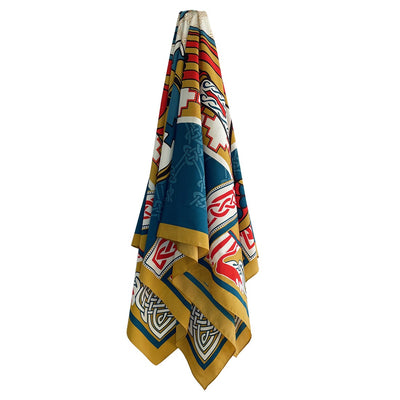 Book of Kells Bird Celtic Square Scarf in Teal & Gold