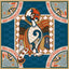 Book of Kells Bird Celtic Square Scarf in Teal & Gold