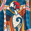 Book of Kells Bird Celtic Square Scarf in Teal & Gold