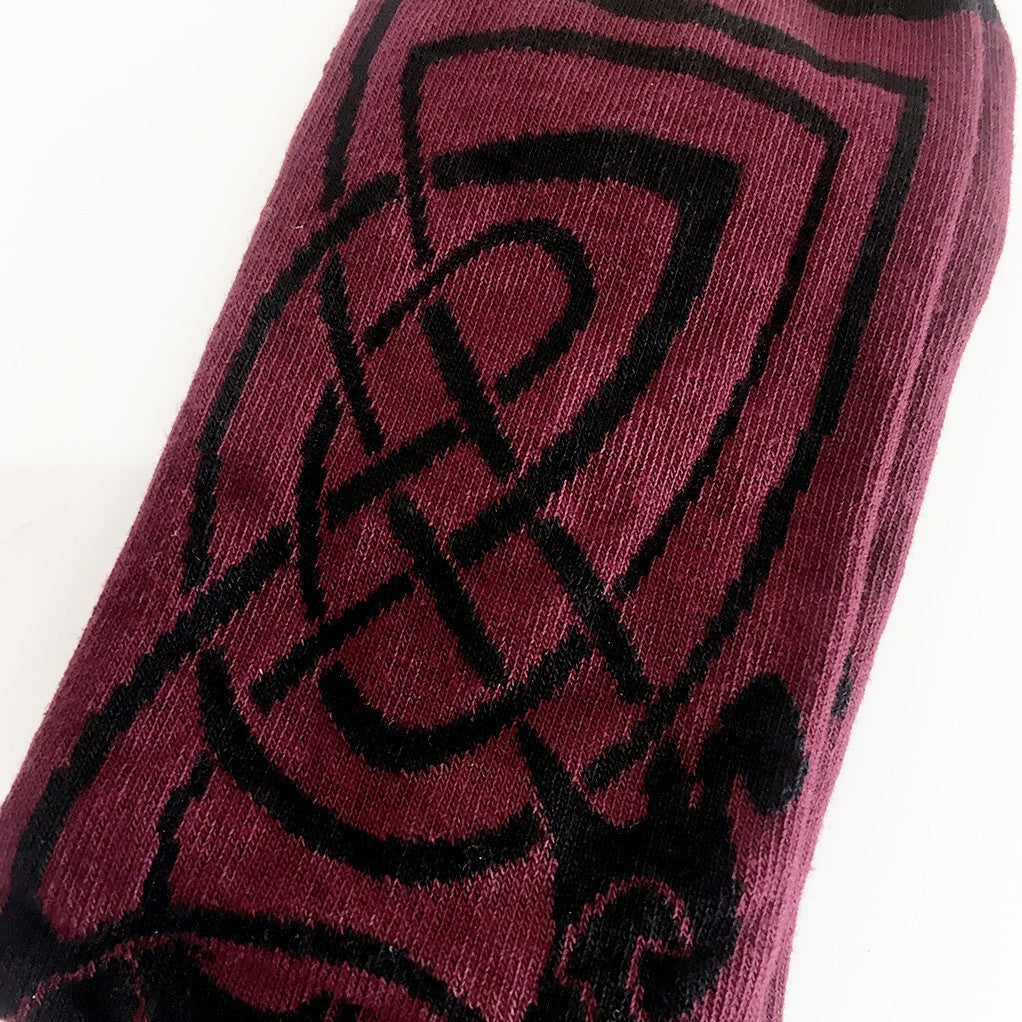 Book of Kells Black/ Burgundy Celtic Socks