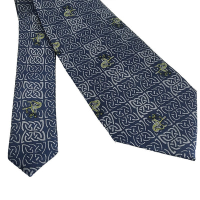 Book of Kells Blue/ Navy Dog Silk Tie