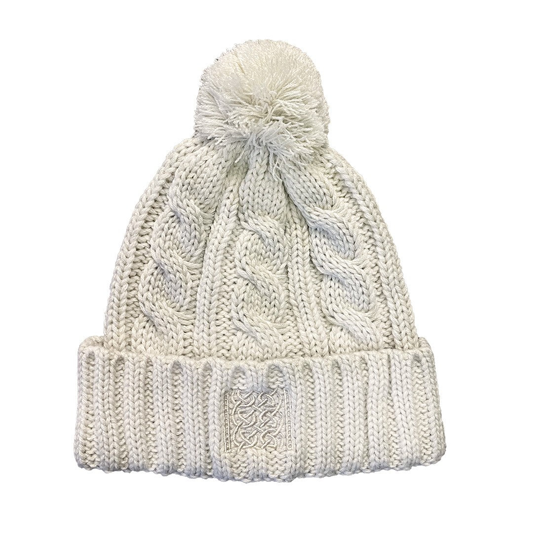 Book of Kells Cable Knit Bobble Hat in Beige