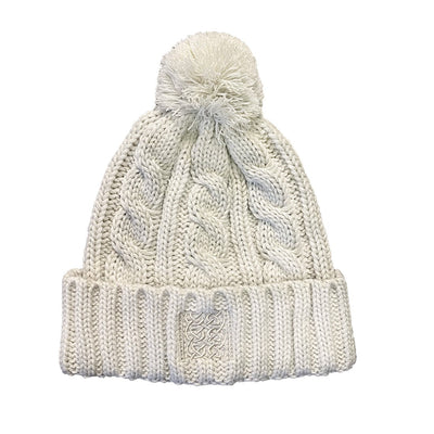 Book of Kells Cable Knit Bobble Hat in Beige