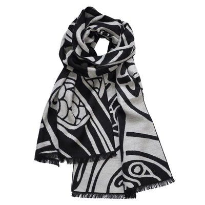 Book of Kells Celtic Reversible Scarf in Grey & Black