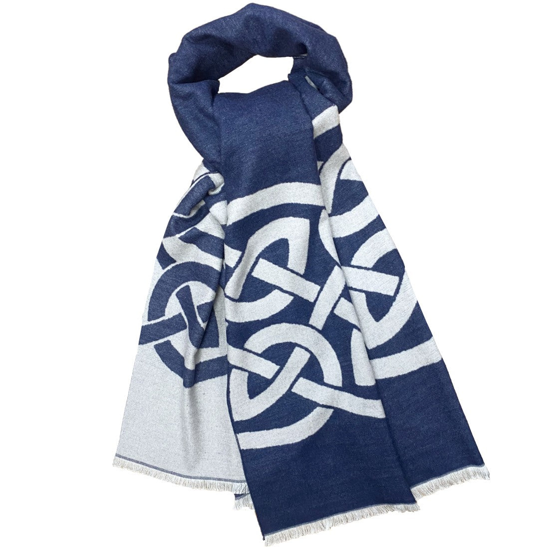 Book of Kells Celtic Reversible Scarf in Navy & Grey
