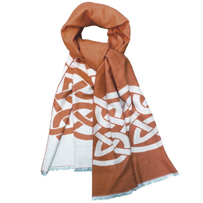 Book of Kells Celtic Reversible Scarf in Rust & Grey