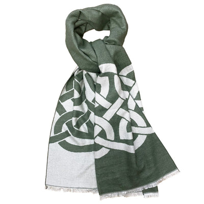 Book of Kells Celtic Reversible Scarf in Thyme & Grey