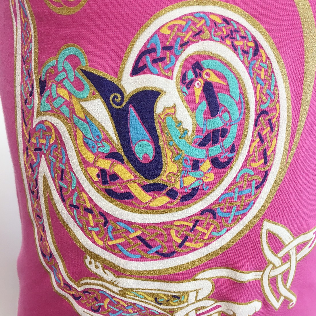 Book of Kells Cerise Pink Celtic Swirl Frill Girls T-shirt
