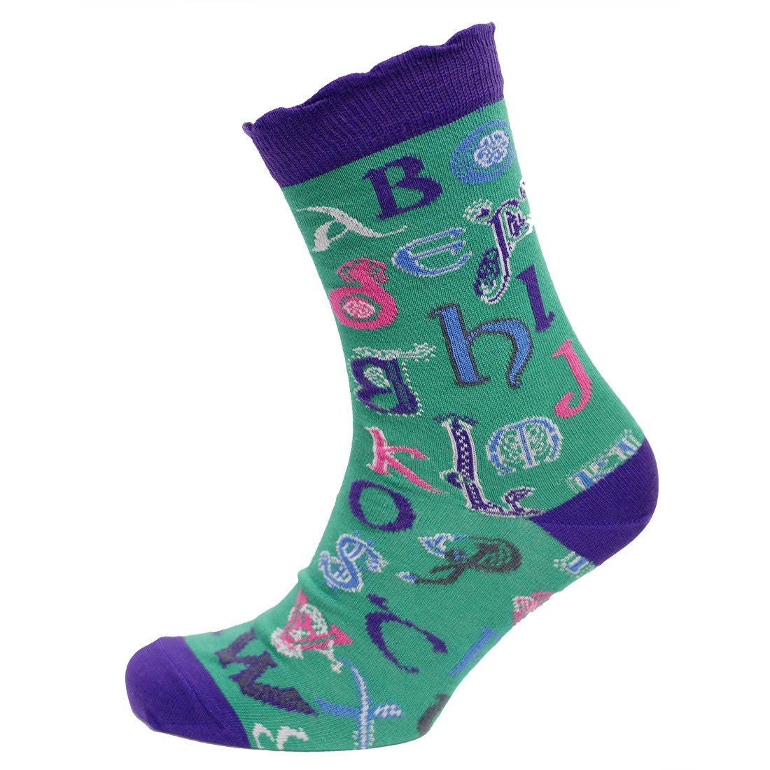 Book of Kells Green/ Pink Celtic Alphabet Ladies Sock