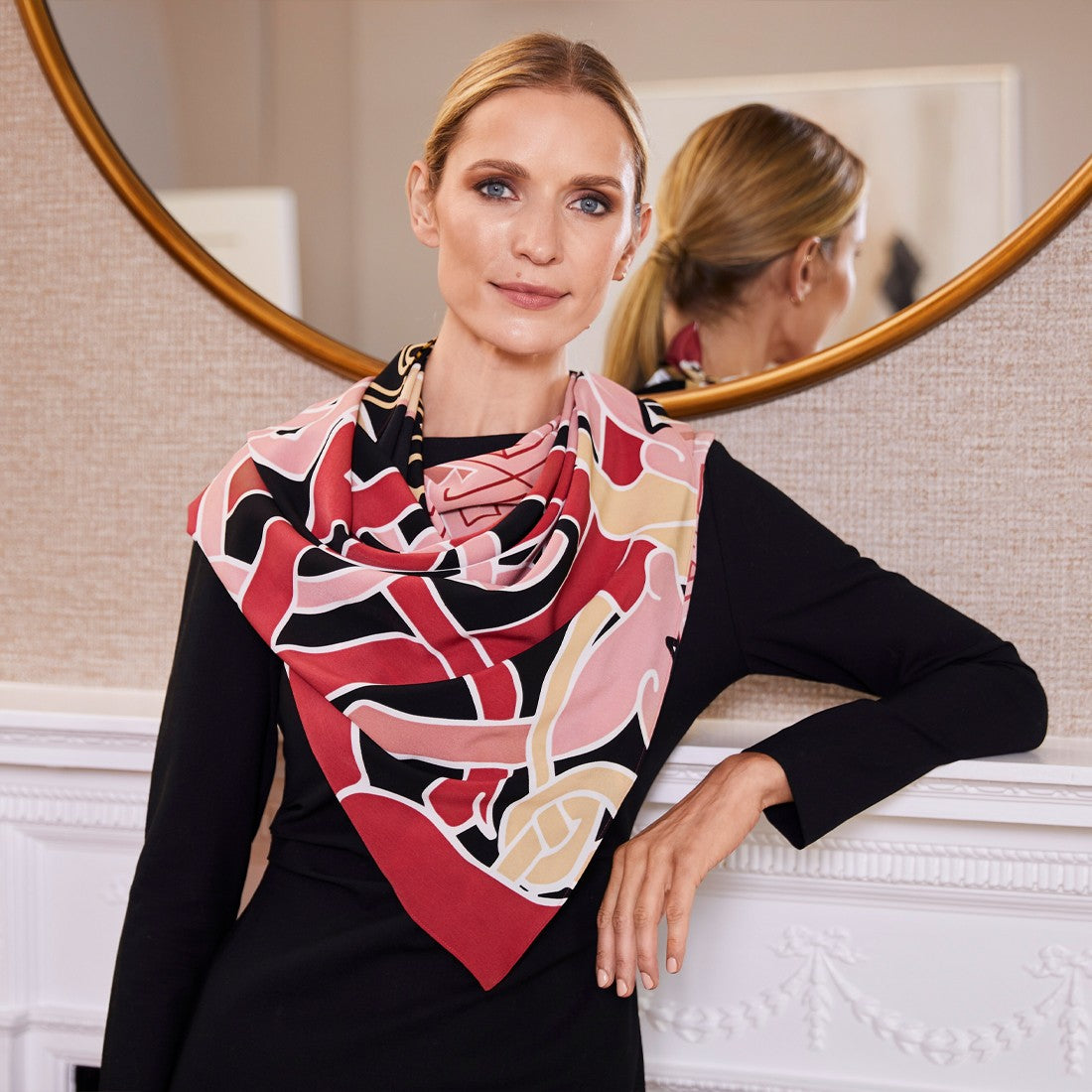 Book of Kells Large Celtic Scarf in Baby Pink & Beige