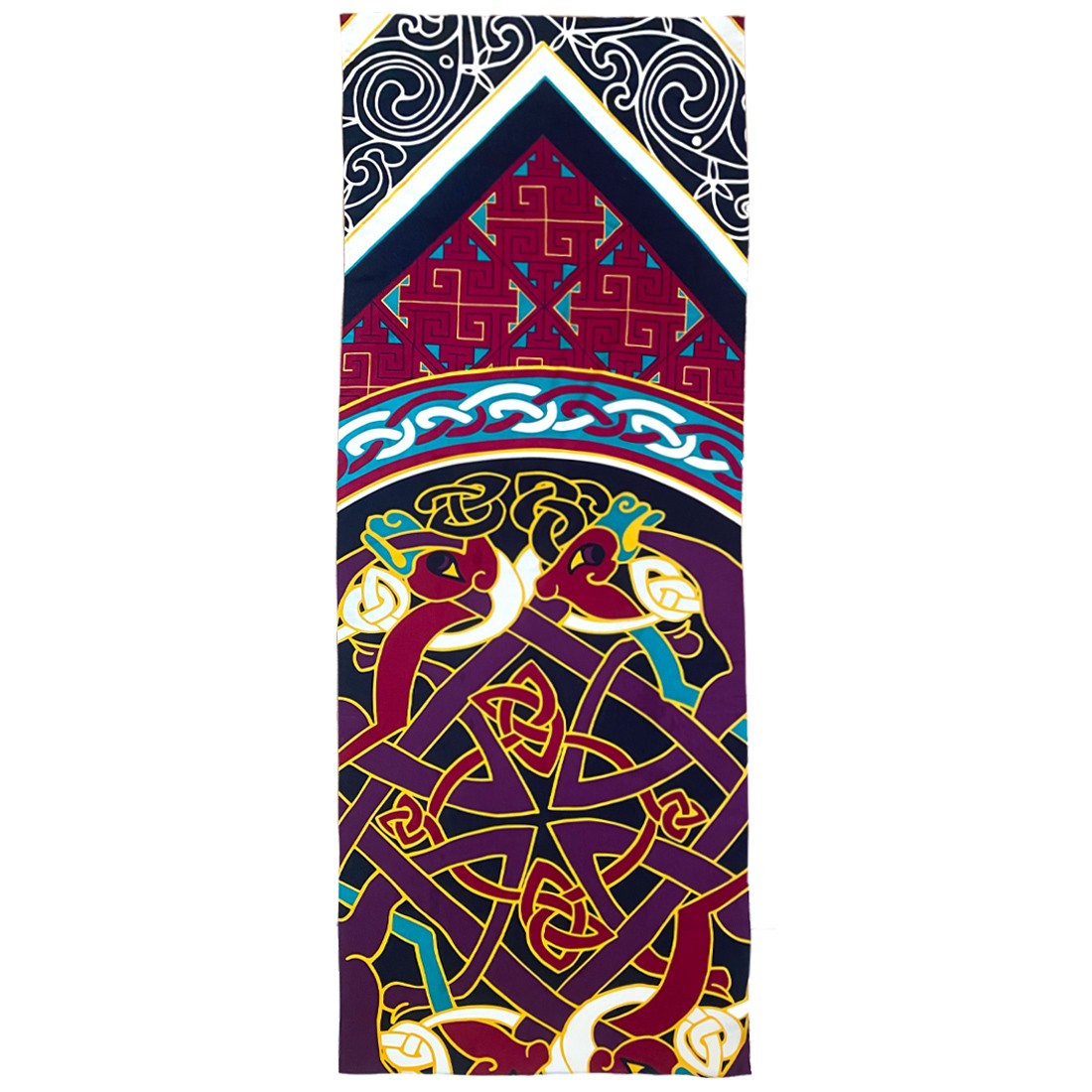 Book of Kells Large Celtic Scarf in Burgundy & Navy