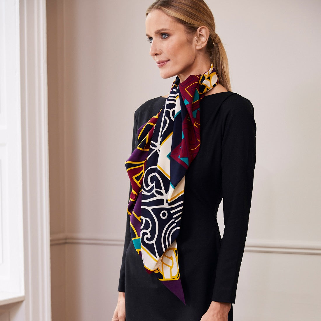 Book of Kells Large Celtic Scarf in Burgundy & Navy