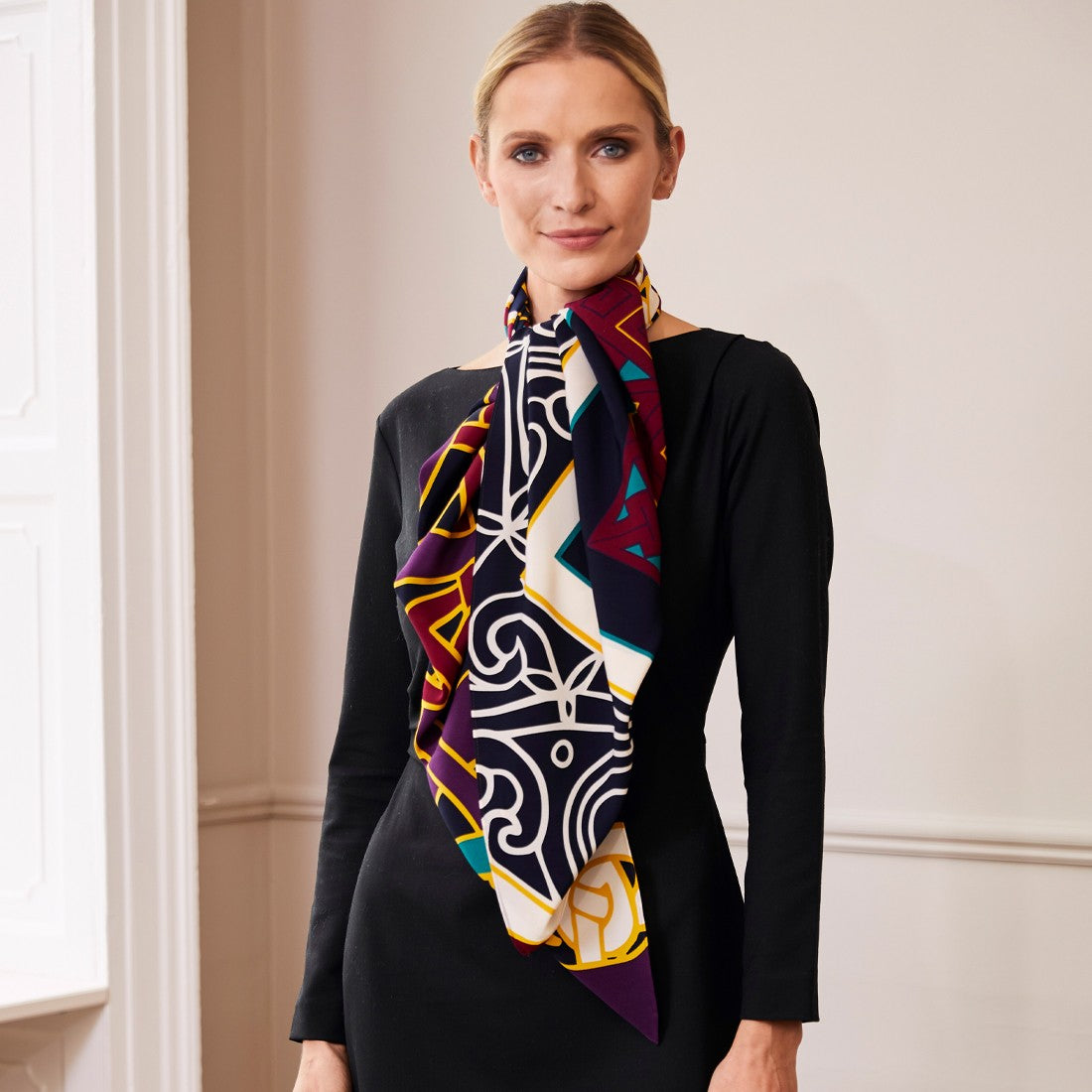 Book of Kells Large Celtic Scarf in Burgundy & Navy