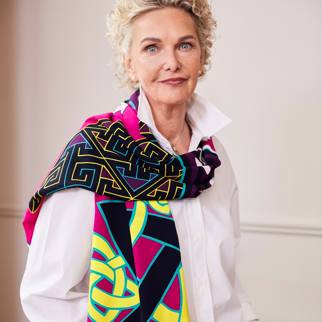 Book of Kells Large Celtic Scarf in Cerise Pink & Lime