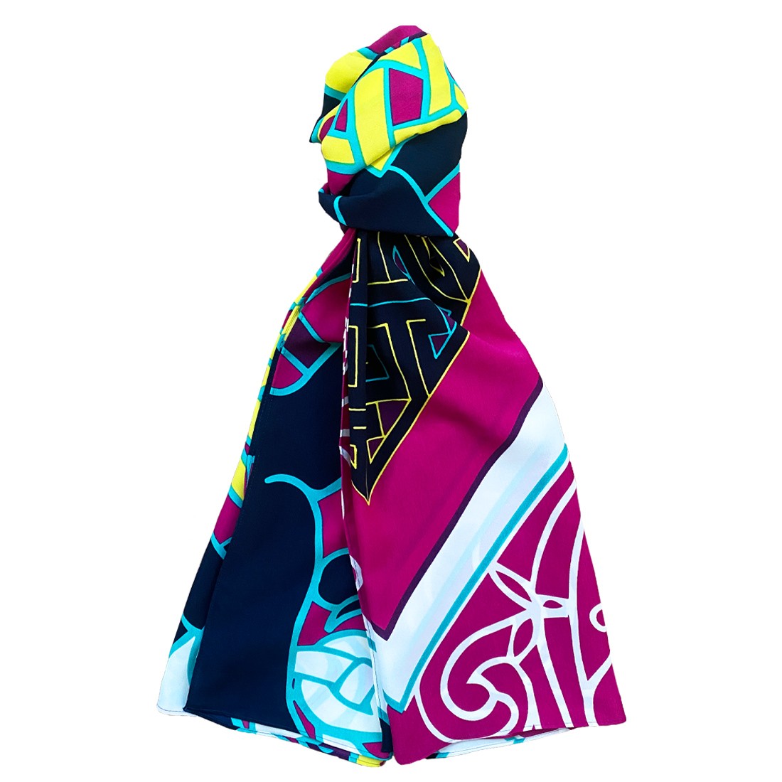 Book of Kells Large Celtic Scarf in Cerise Pink & Lime