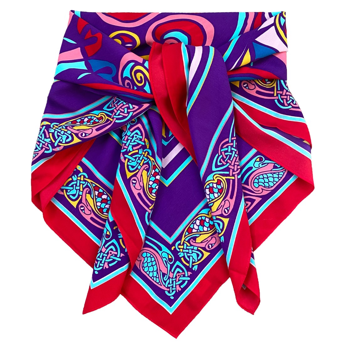 Book of Kells Large Celtic Square Scarf in Purple & Red