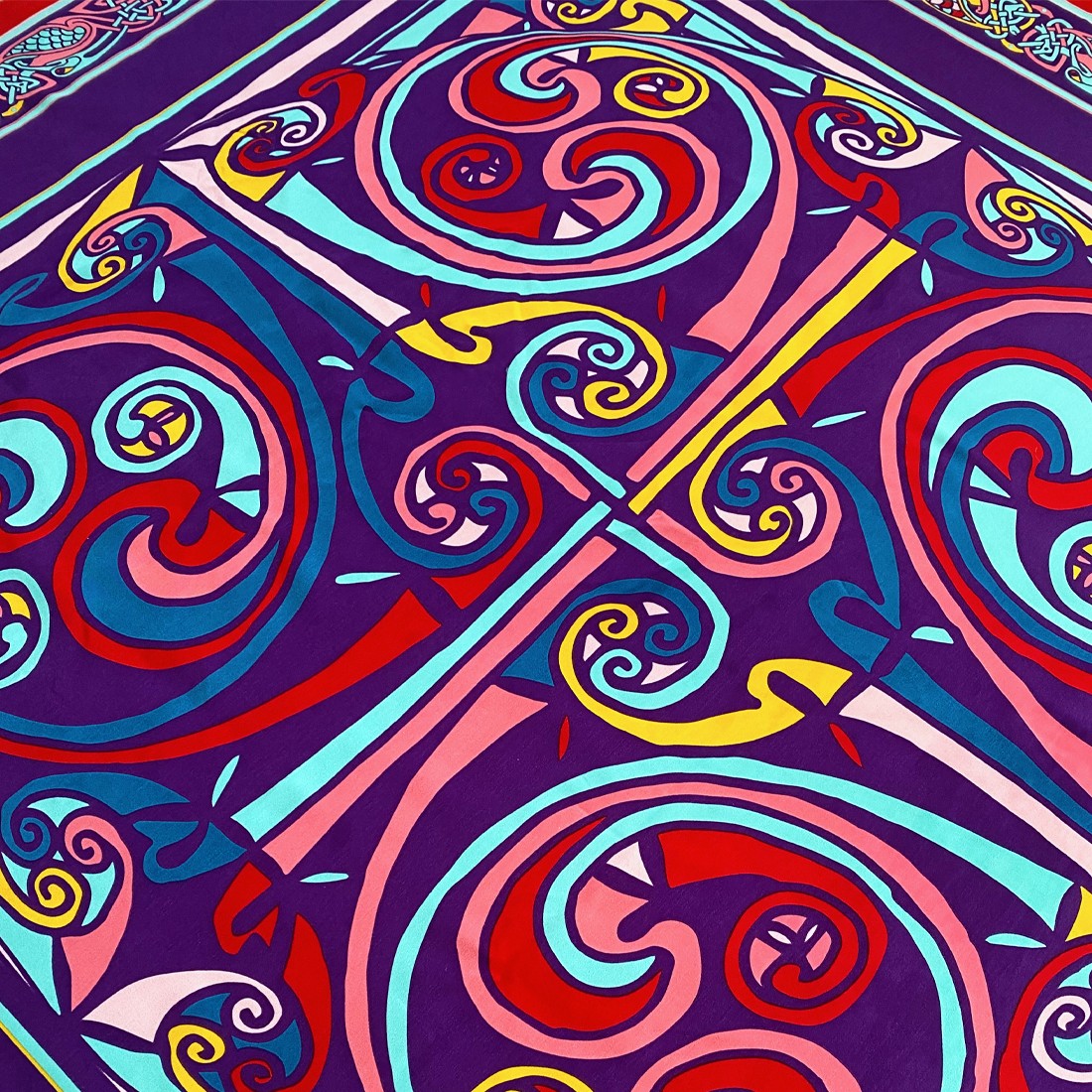 Book of Kells Large Celtic Square Scarf in Purple & Red
