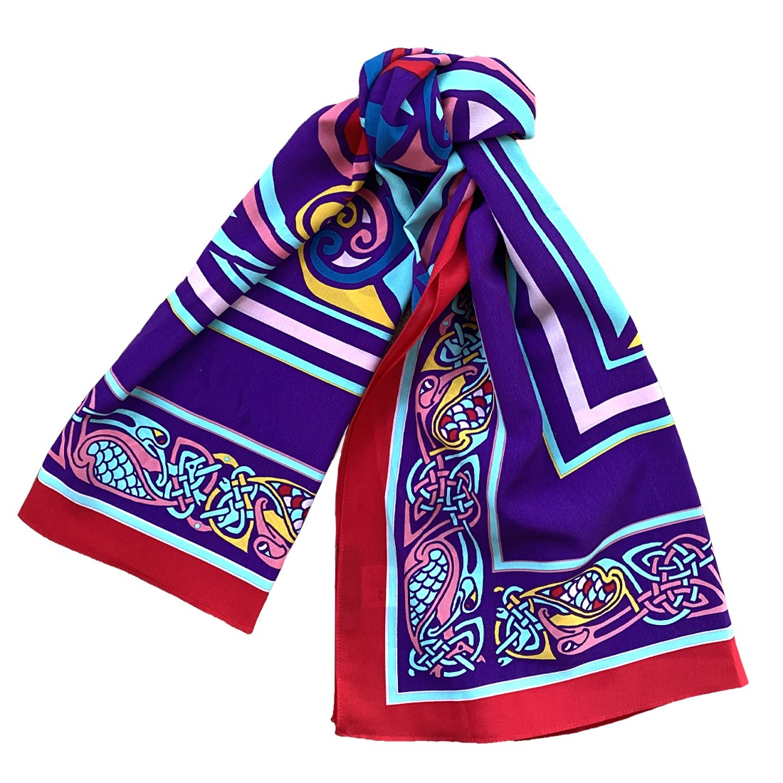 Book of Kells Large Celtic Square Scarf in Purple & Red