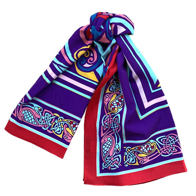 Book of Kells Large Celtic Square Scarf in Purple & Red