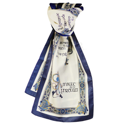 Book of Kells Signature Long Scarf in Navy, Blue & Beige