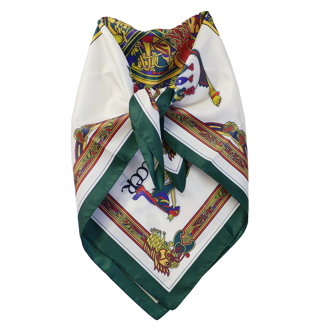 Book of Kells Signature Square Scarf in Bottle, Red & Purple