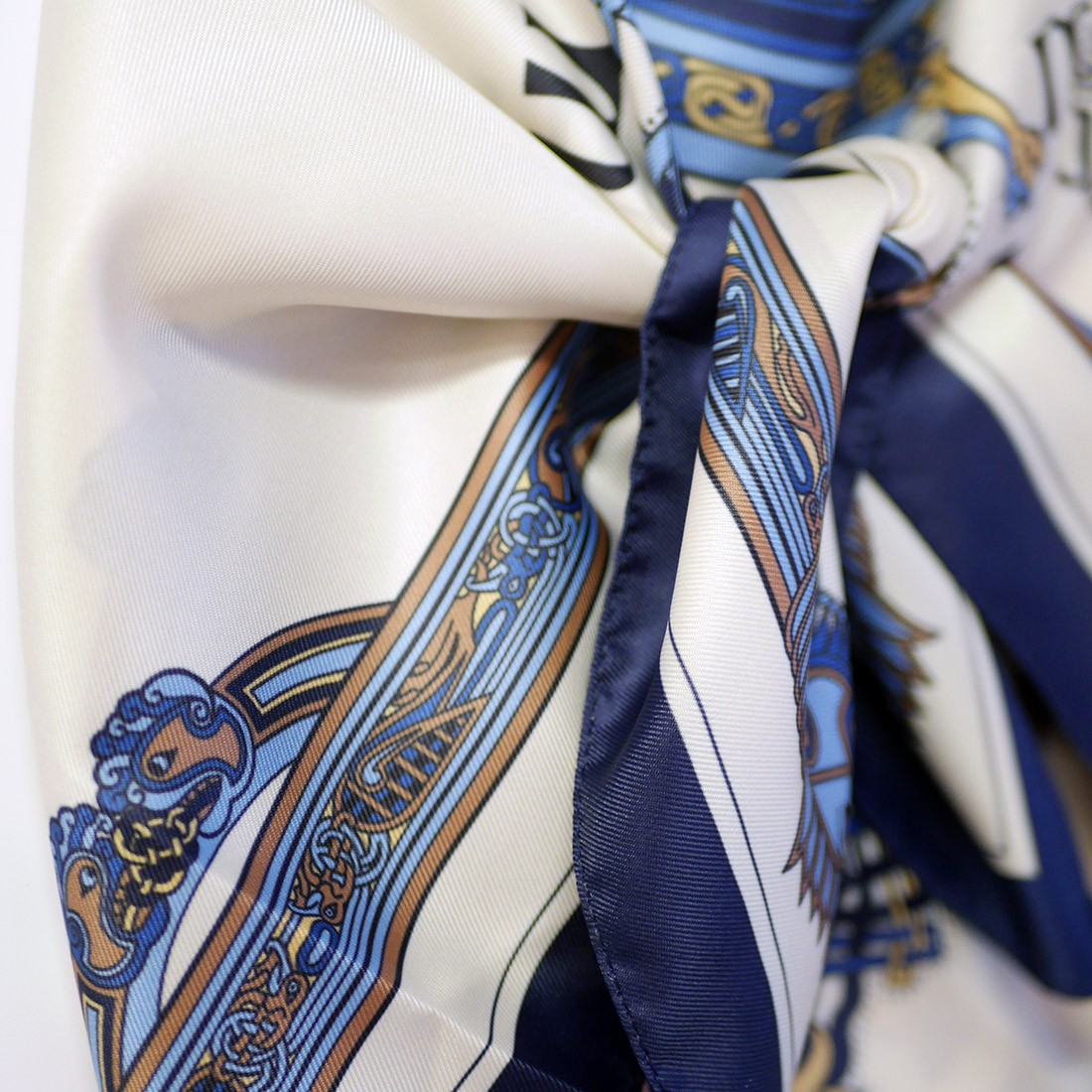 Book of Kells Signature Square Scarf in Navy, Blue & Beige