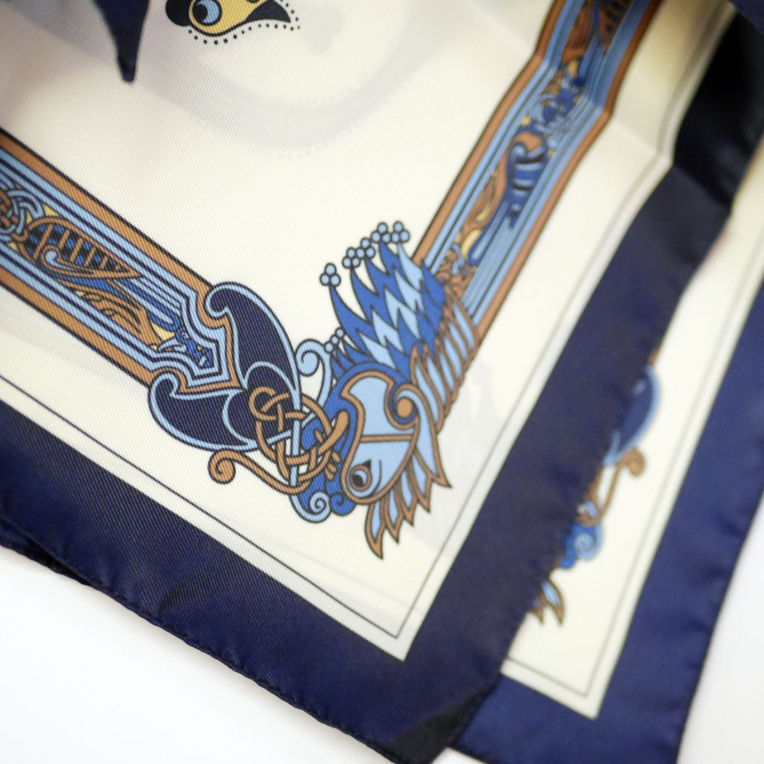 Book of Kells Signature Square Scarf in Navy, Blue & Beige