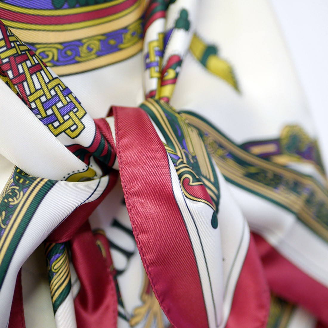 Book of Kells Signature Square Scarf in Wine, Purple & Bottle Green