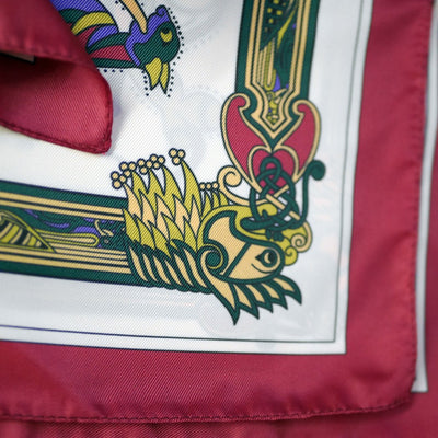 Book of Kells Signature Square Scarf in Wine, Purple & Bottle Green