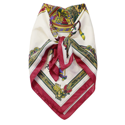 Book of Kells Signature Square Scarf in Wine, Purple & Bottle Green