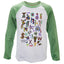 Book of Kells White/ Green Grindle Alphabet Kids Long Sleeve Raglan T-shirt