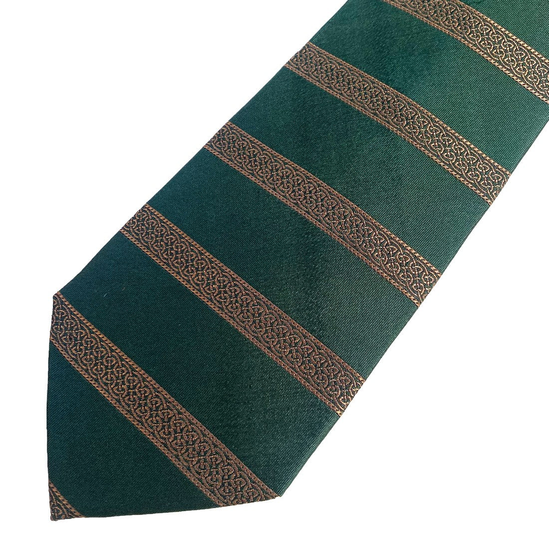 Celtic Band Silk Tie in Bottle Green & Gold