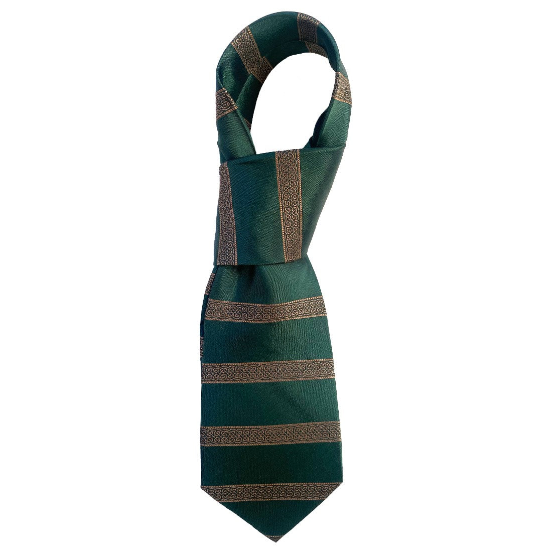 Celtic Band Silk Tie in Bottle Green & Gold