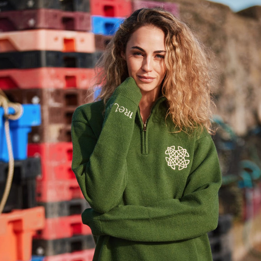 Celtic Knot 1/4 Zip Jumper in Sage