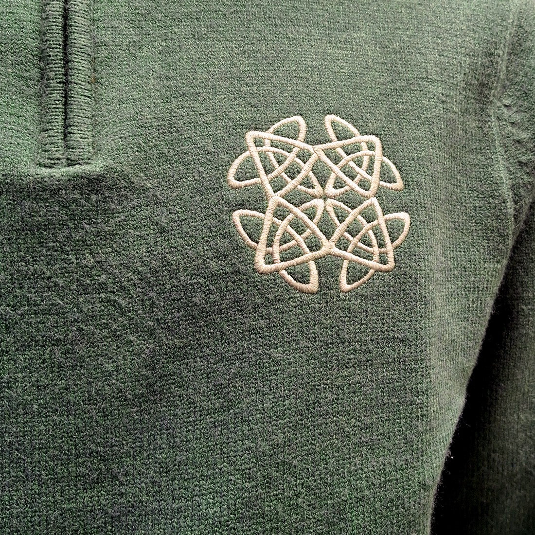 Celtic Knot 1/4 Zip Jumper in Sage