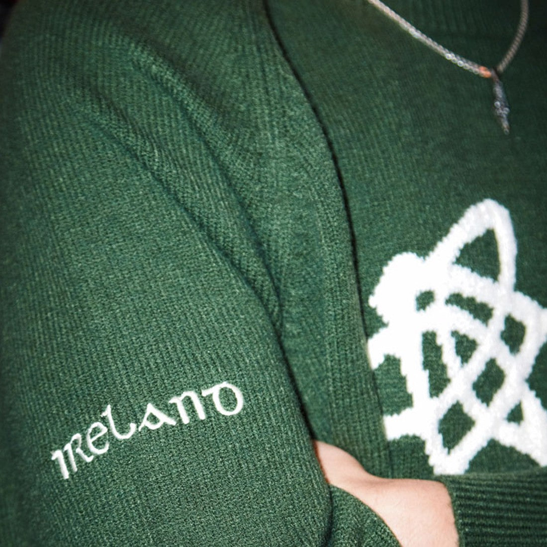 Celtic Knot Crew Neck Jumper in Sage