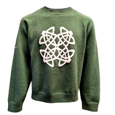 Celtic Knot Crew Neck Jumper in Sage