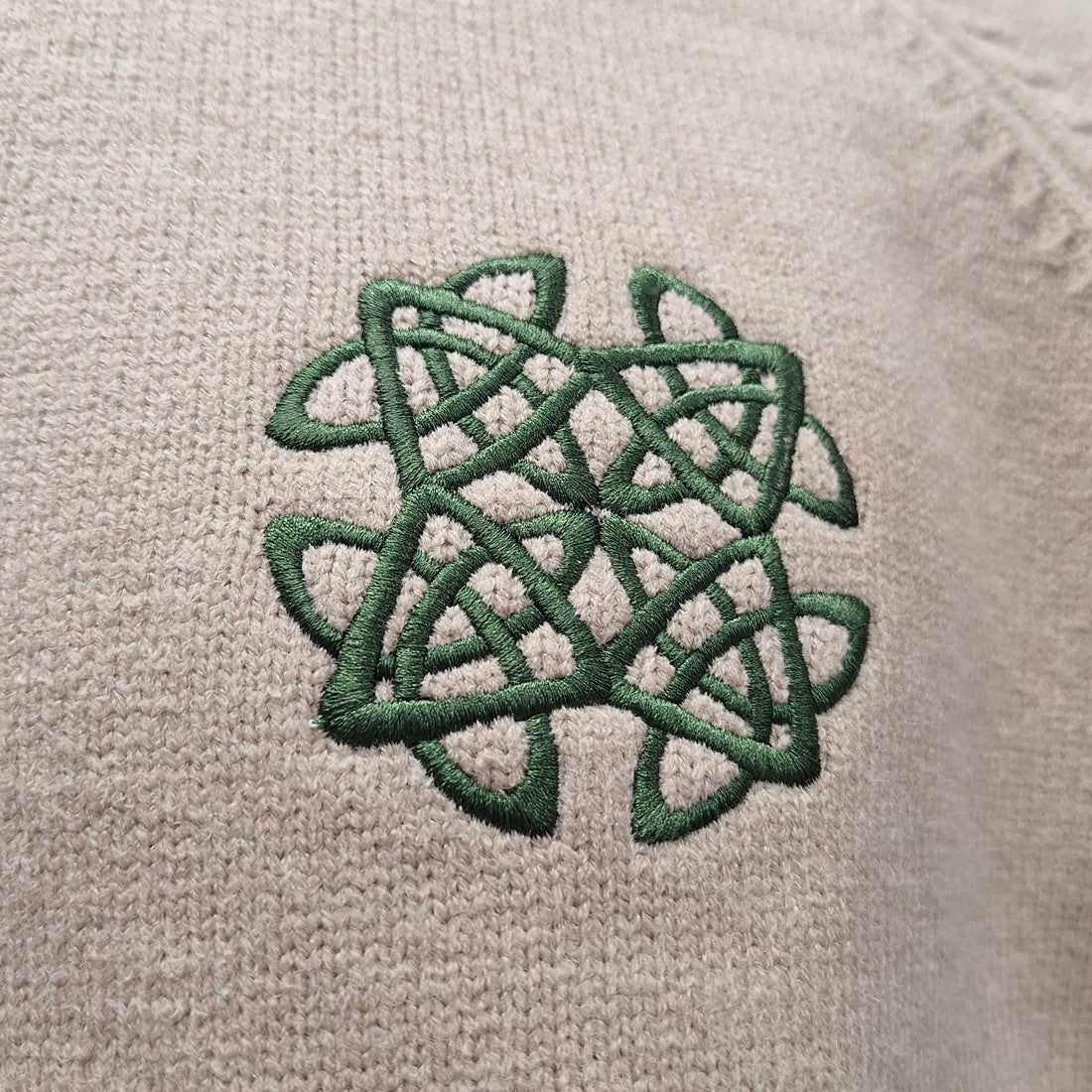 Celtic Knot Crew Neck Jumper in Stone