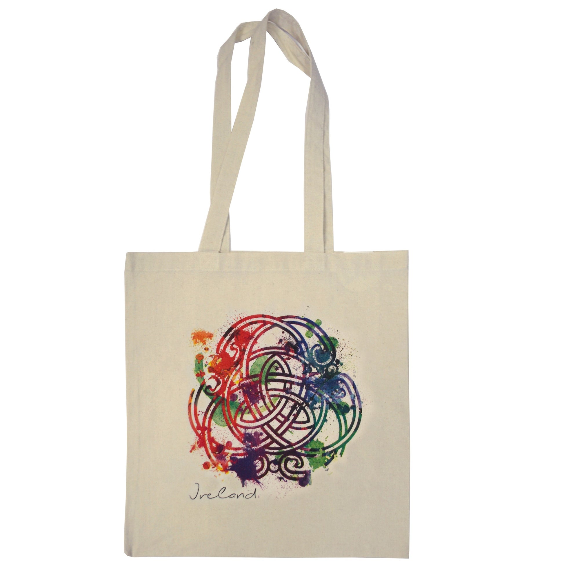 Coloured Celtic Knot Tote Bag in Natural Oat